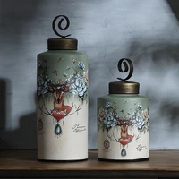 storage tanks flowers and deer american ceramics iron art general cans two sets of ornaments home trinkets ornaments large