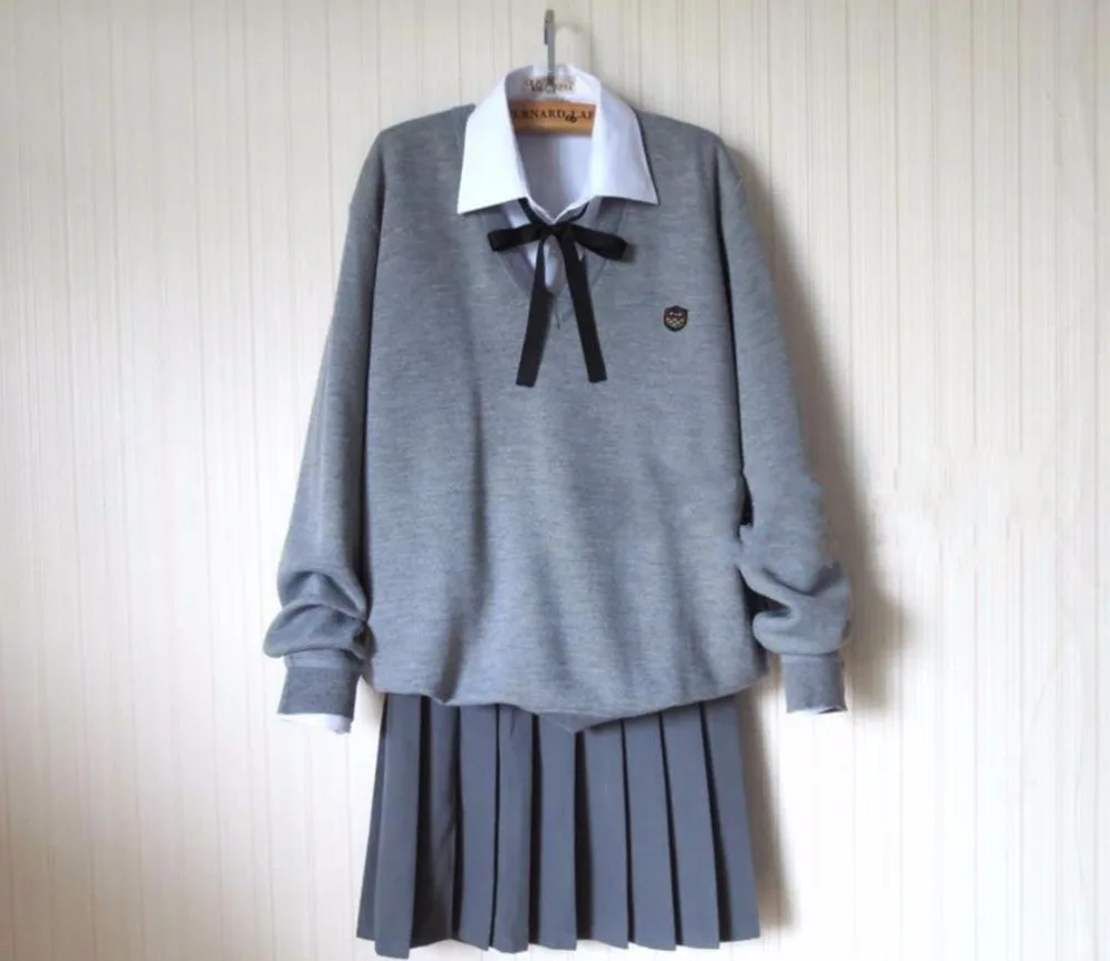 Японское аниме кавайная школьная форма матроска вязаный свитер комплект Милая