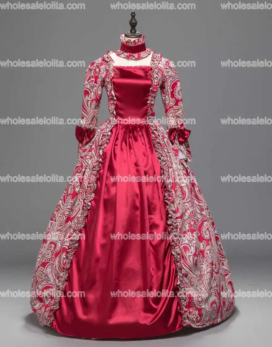 

Red Georgian Renaissance Princess Dress Gothic Masquerade Ball Gown Theater Costume