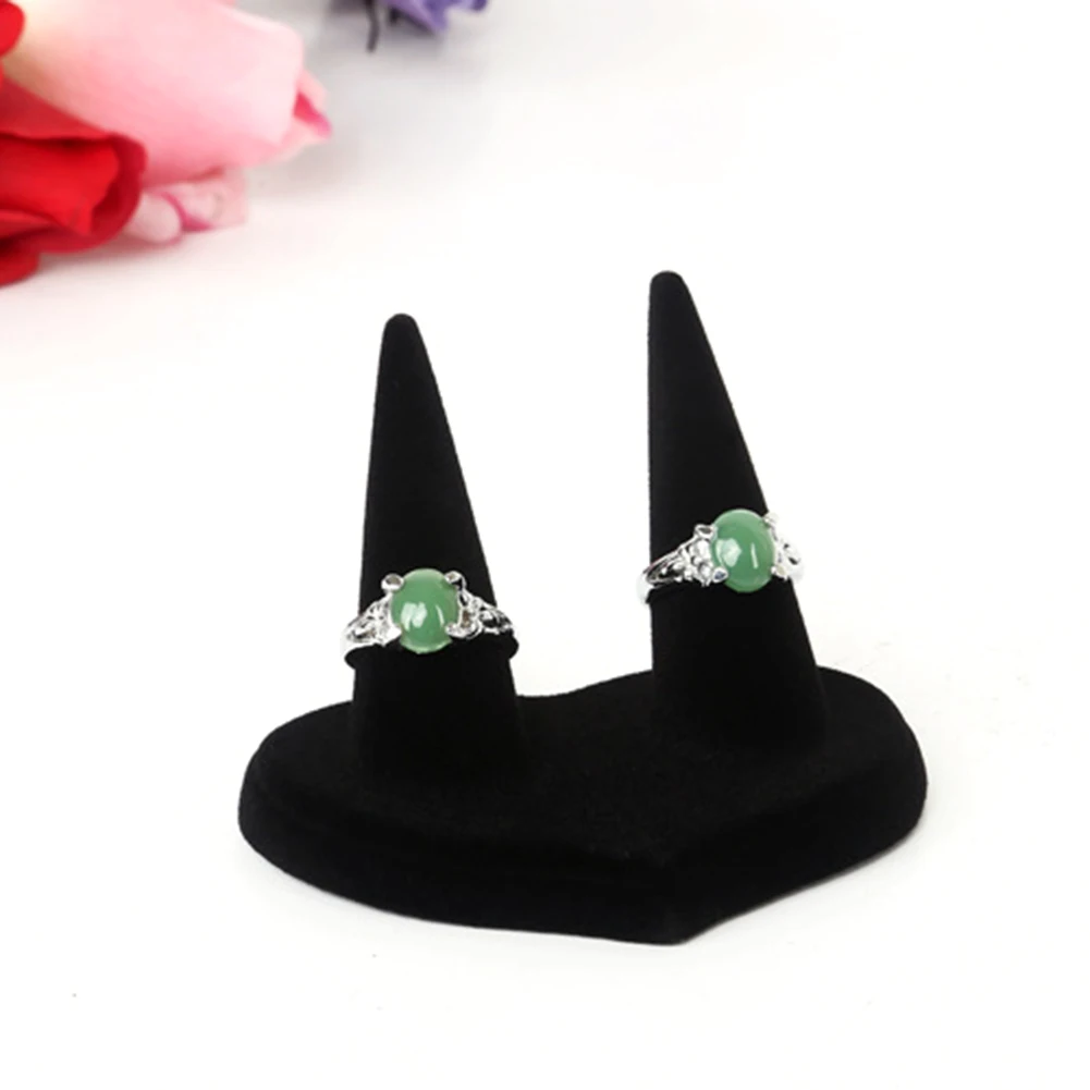 Hot Velvet Cone Fingertip Finger Ring Jewelry Holder Storage Showcase Display Stan trendy | Украшения и аксессуары