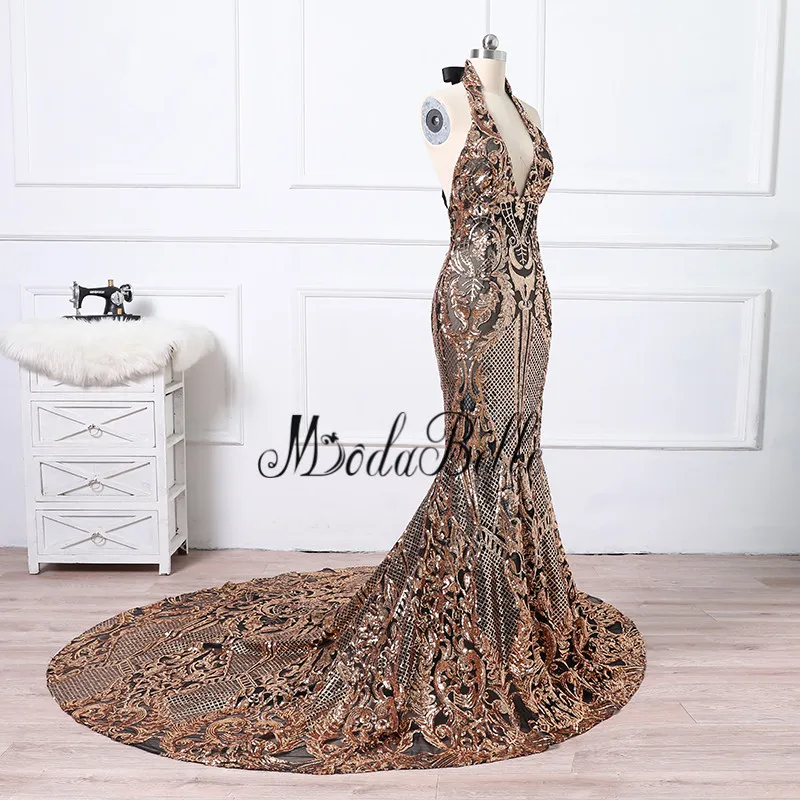 Modabelle черное Золотое длинное вечернее платье с блестками русалки знаменитости 2018