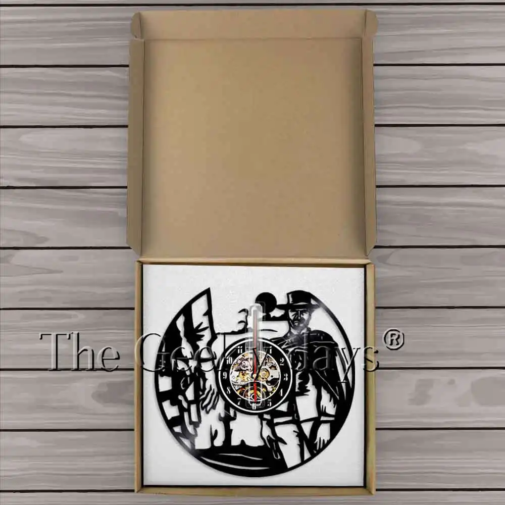 Настенные часы с силуэтом ковбоя и виниловой записью винтажные художественные