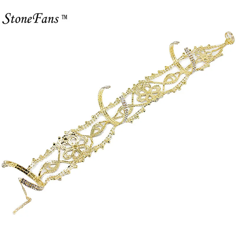 Длинные Стразы StoneFans Хрустальный Браслет на руку браслет с цветами свадебные