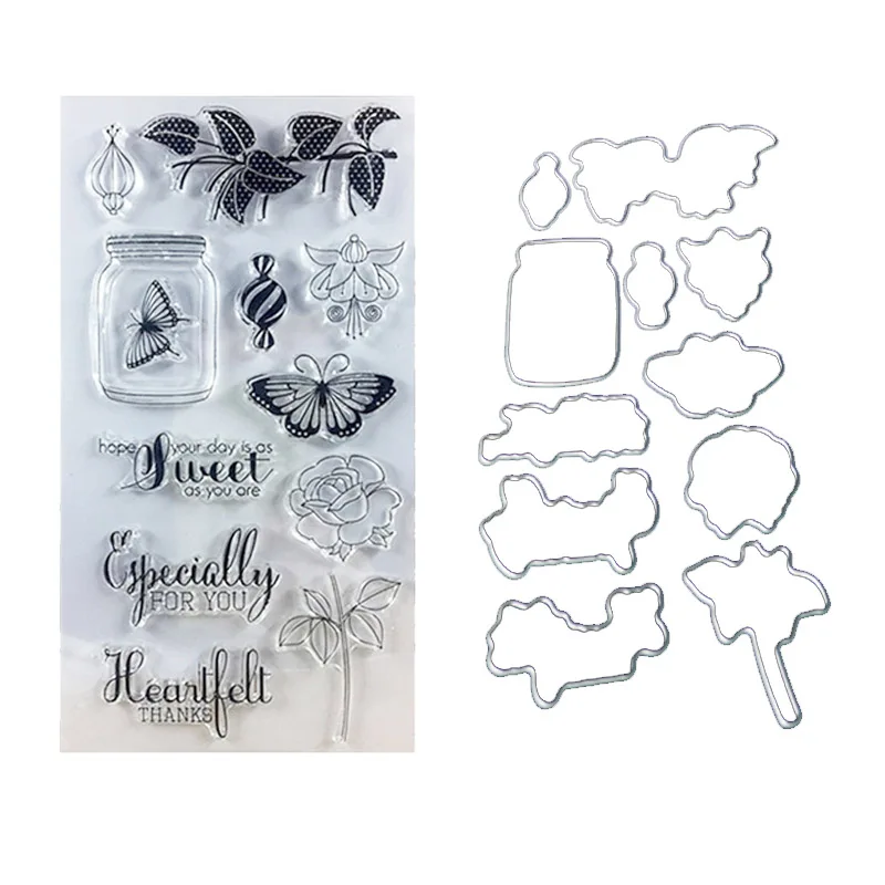 Бабочка очистить резиновый штамп набор штампов цветок металлические Вырубные
