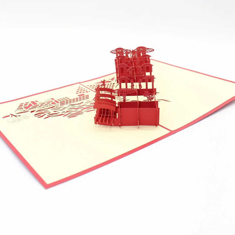 3D лазерная резка ручной работы Риверсайд Сцена на Qingming Фестиваль бумаги