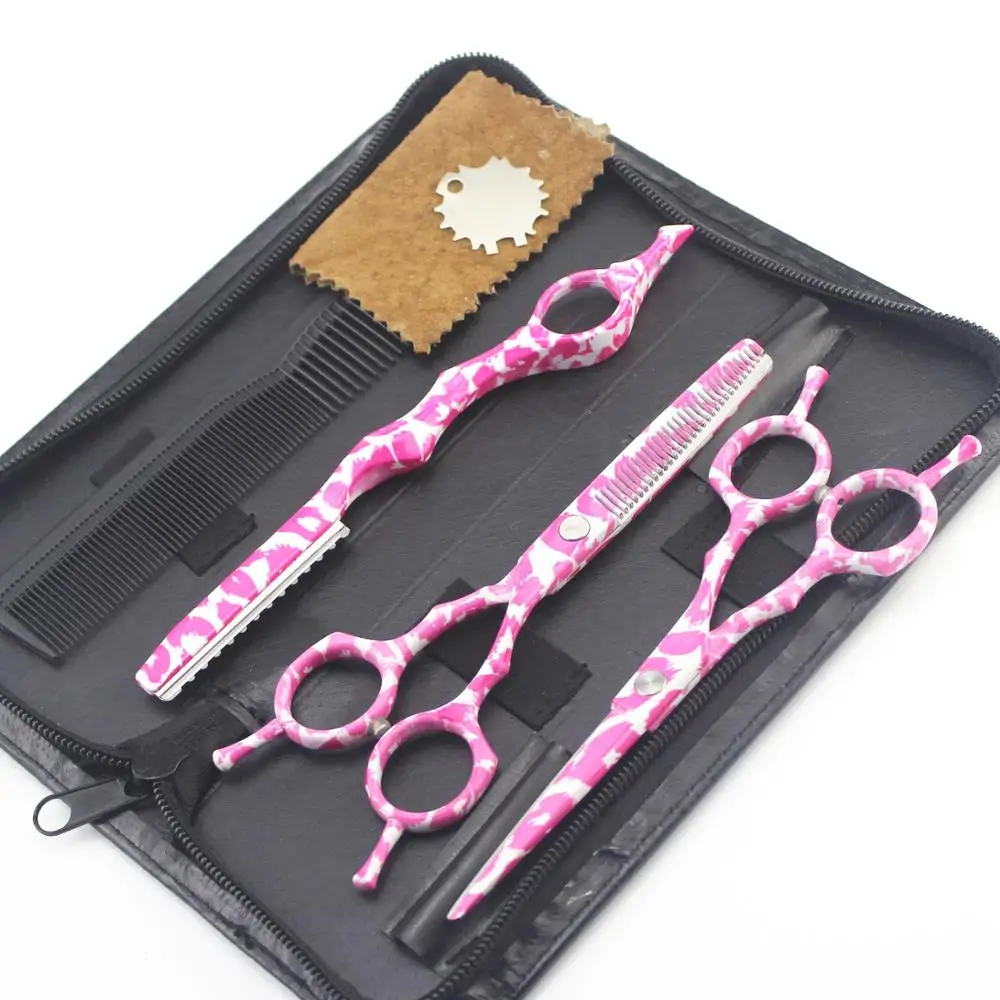 5 дюймов розовый Леопардовый принт Парикмахерские ножницы JP 440C парикмахеры резка