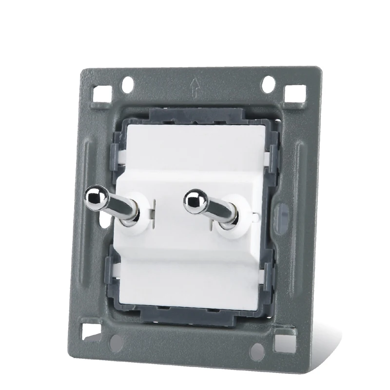 Розетка настенного выключателя 86 Тип Скрытая черная стальная рама два открытый с