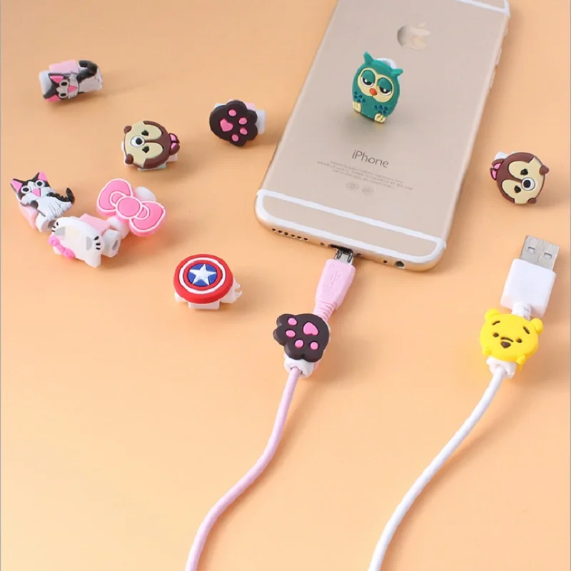 100pcs Lovely Wire Cover Cartoon Charger Cable Winder Protective Case Saver Data line Protector Earphone Cord Protection Sleeve |