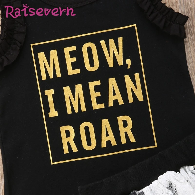 Комплекты одежды для маленьких девочек MEOW I MEAN ROAR топы без рукавов с буквенным