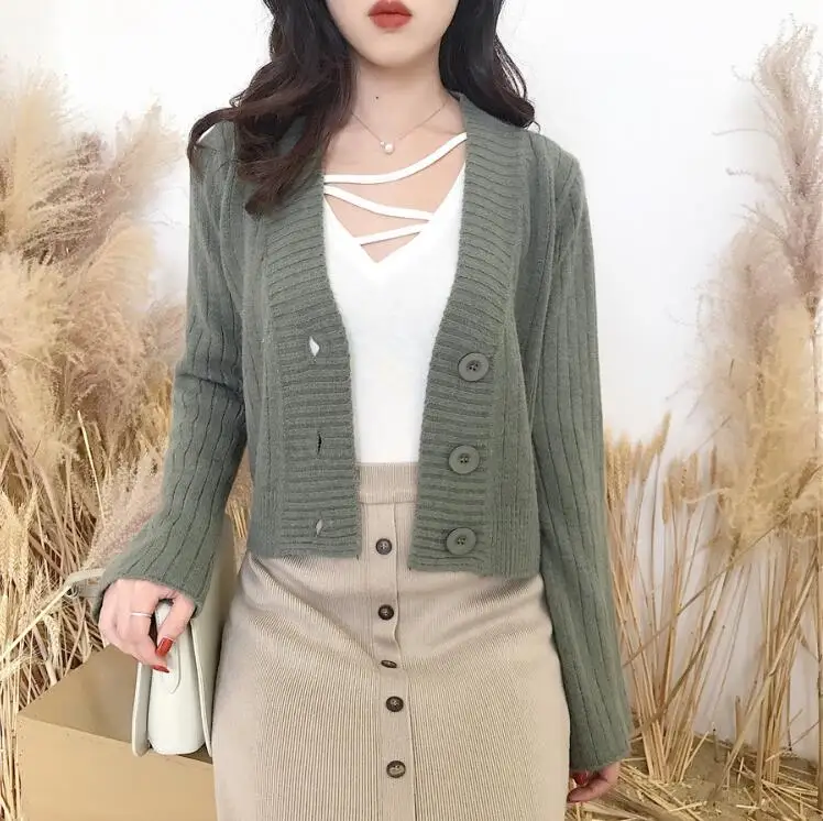 Flare sleeve cardigan sweater female |
