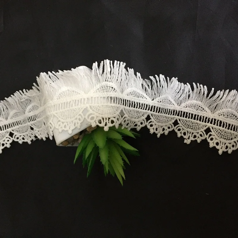 3 ярда белая кружевная лента с бахромой из хлопка|Кружево| |