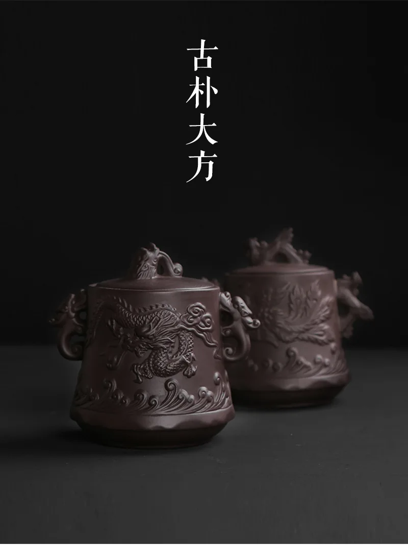 Дракон и Феникс, фиолетовый песок чайник, Исин фиолетовый песок Dahongpao ручной работы сырой руды, Пуэр чайные банки, герметичные чайные банки