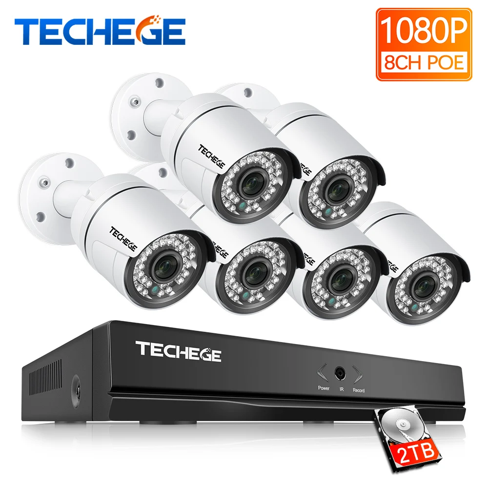 Techege 8CH комплект камер видеонаблюдения для безопасности 3000TVL IP Камера 2 0