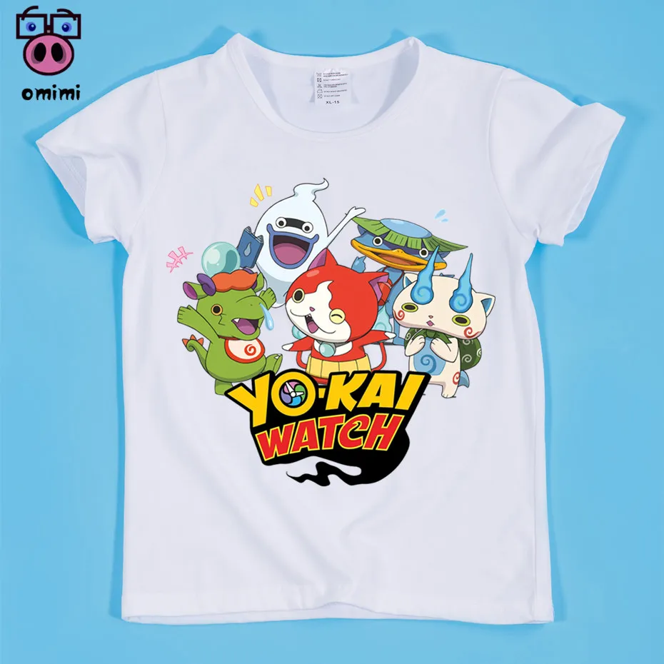 От 2 до 14 лет детские игры йо Кай часы Симпатичные Дизайн футболка с принтом для