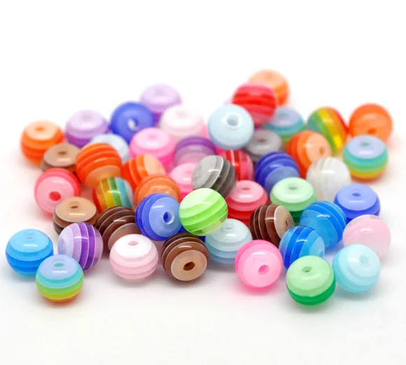 

DoreenBeads At Random Stripe Resin Round Beads 6mm, sold per packet of 25