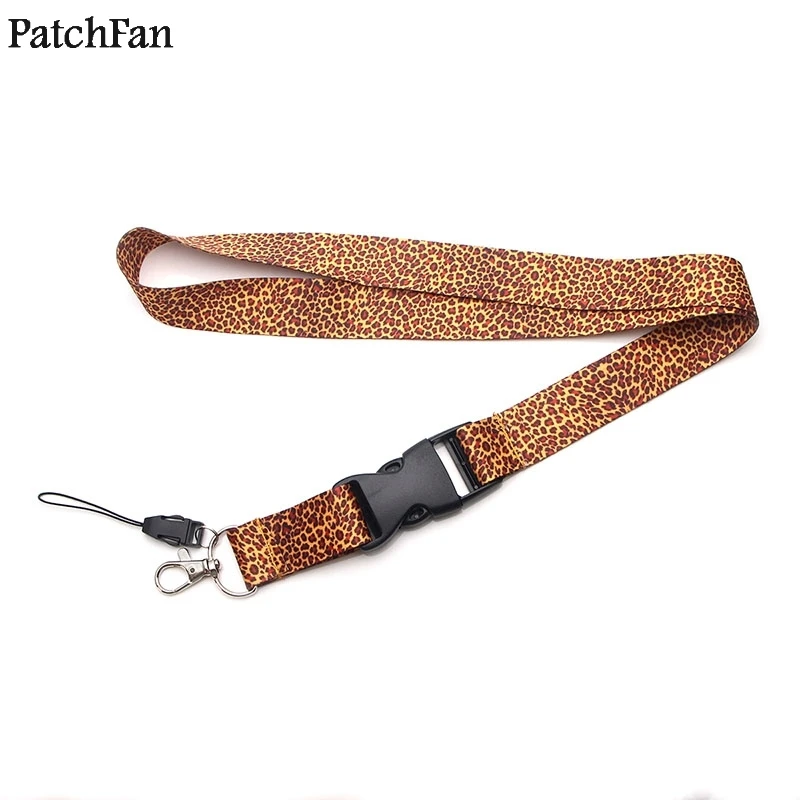 Patchfan леопардовые брелоки с принтом шнурок тесьма шейный ремень ткань para id бейдж держатели для телефонов ожерелье аксессуары A1160