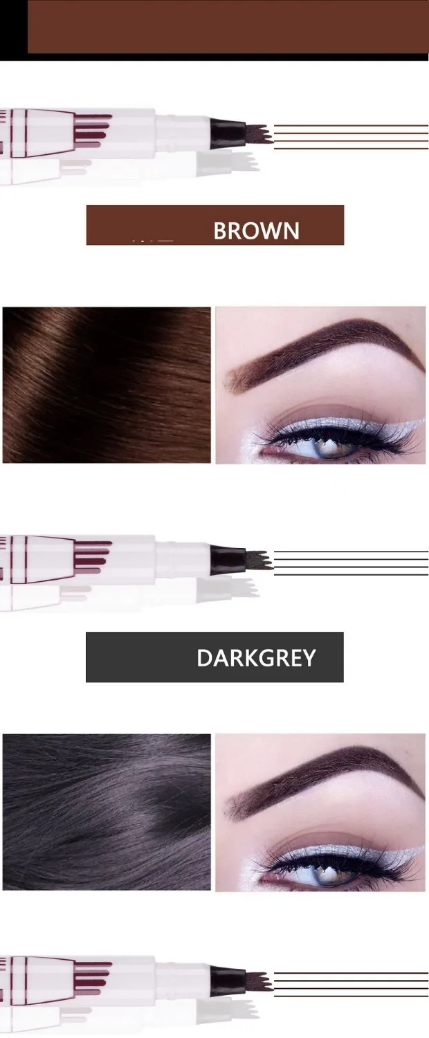 Карандаш для бровей Microblading Водостойкий карандаш с вилкой 4 насадки Жидкий