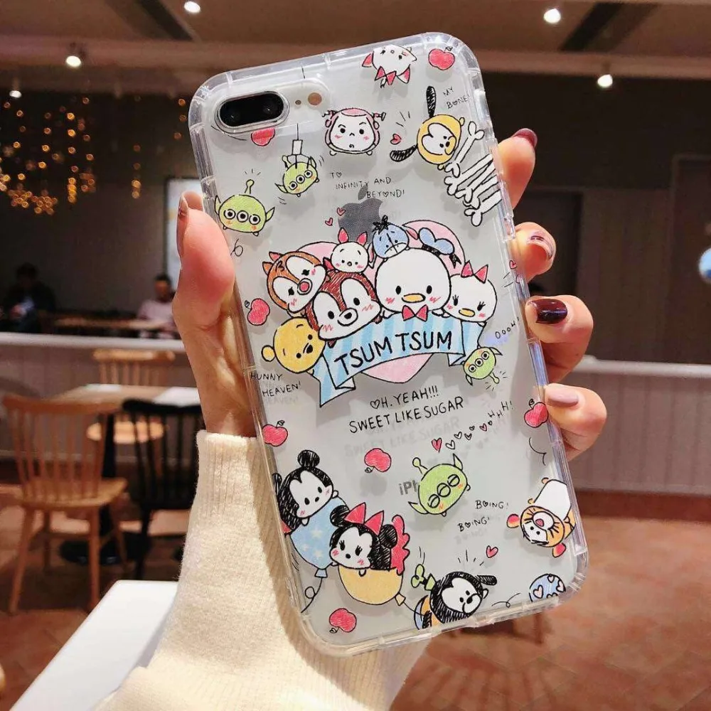 Cute Painted Disneys Mickey Minnie Squirrel Mobilization Transparent TPU Cover for Iphone MAX XS XR 6 7 8 Plus X Phone Cases |