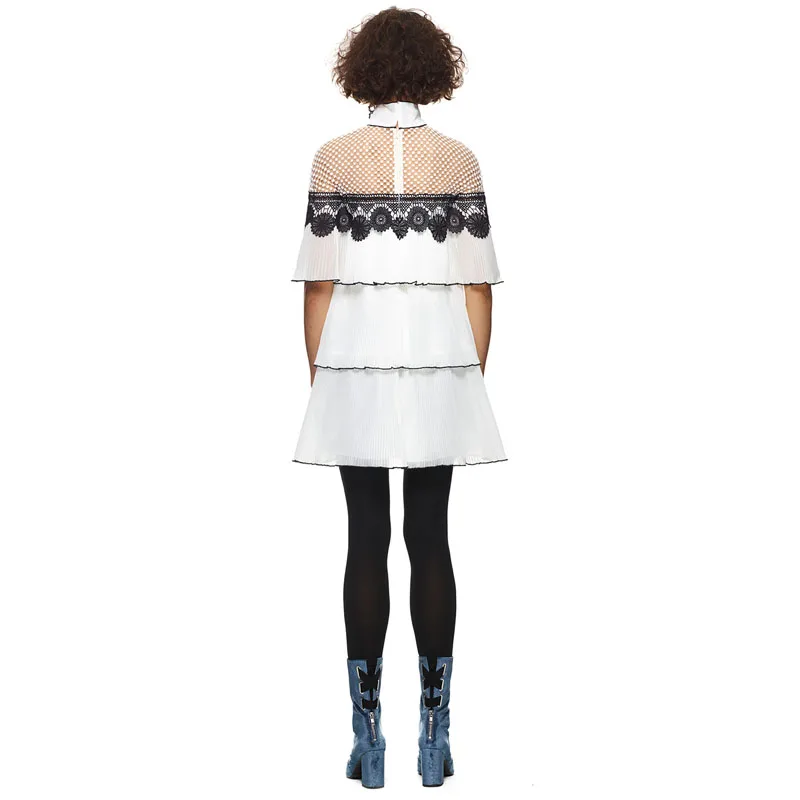 Бохо Лето Для женщин накидка платье монохромный Pleasted мини с вышивкой 2017