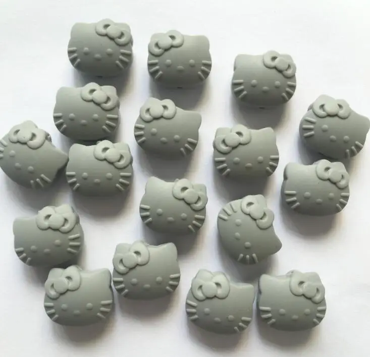 Серый 20 шт. мультфильм Hello Kitty Силиконовый бисер еда без бисфенола-а Силиконовые Прорезыватели для зубов детский Прорезыватель жевательный - Цвет: Серый