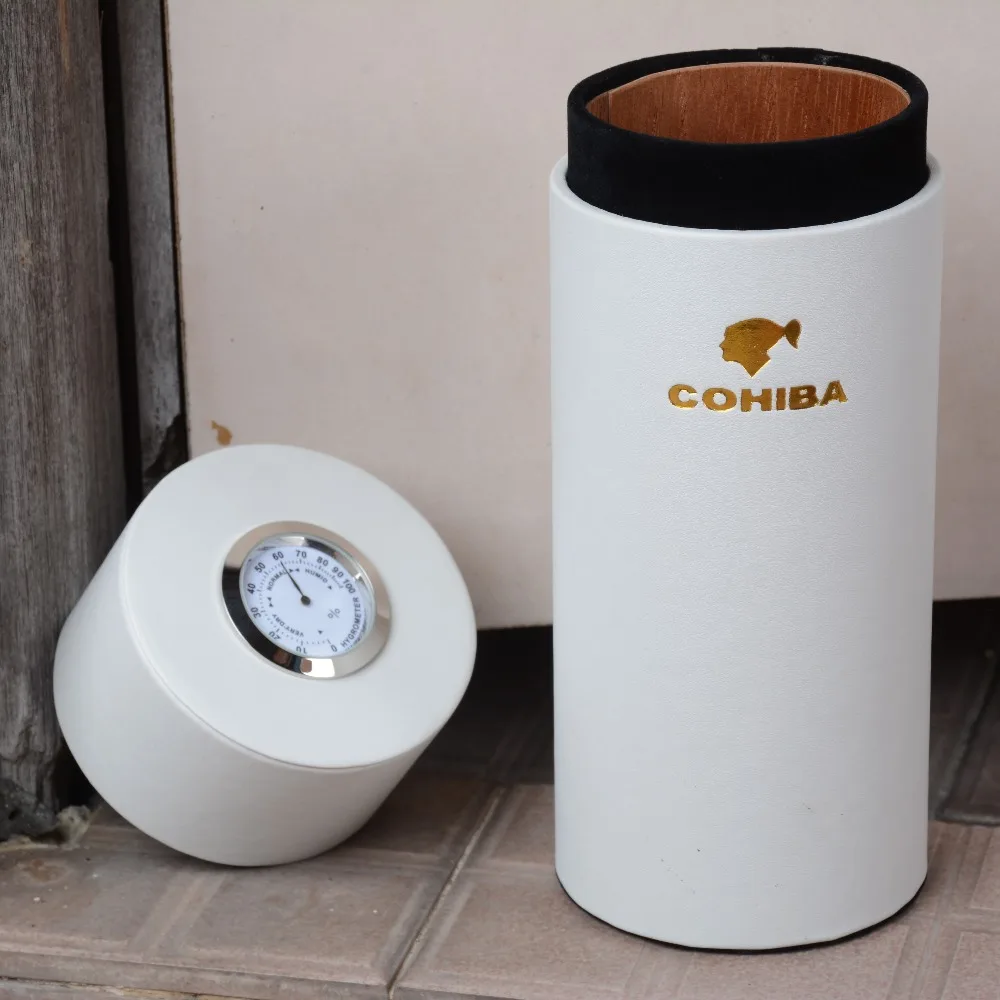 Чехол для сигар COHIBA белый кожаный портативный футляр дорожная мини-хьюмидор с