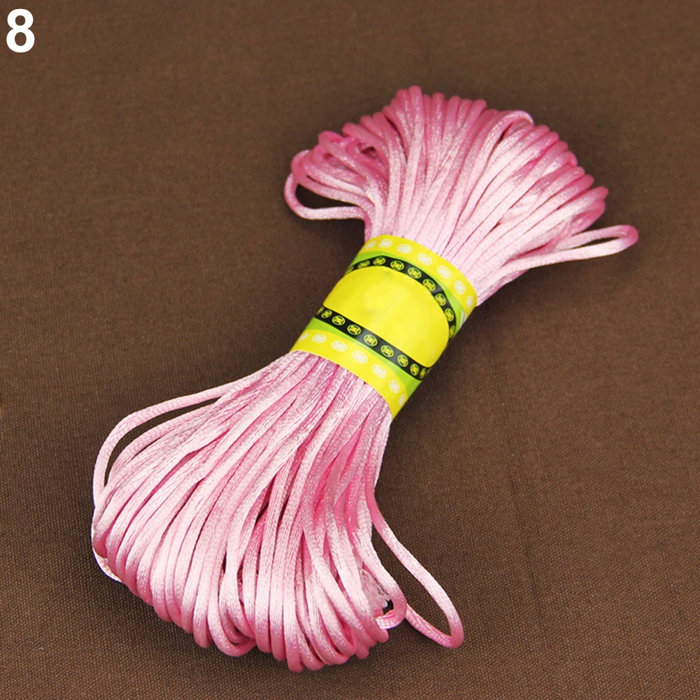 Light Pink 20 метров 2 мм, сатиновый шнур, нейлоновое плетение макраме, веревка для вязания, рукоделие и шитье - Цвет: Light Pink