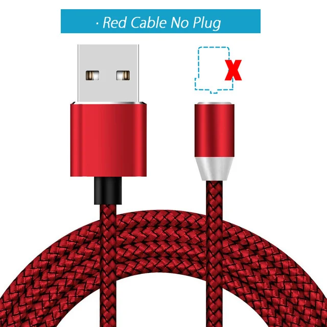 Red Cable No Plug 1 м, 2 м, 2 м, магнитный кабель Micro USB, магнитный кабель, соединитель типа C, кабель для зарядки Micro usb для huawei, samsung, Note 10, Xiaomi - Цвет: Red Cable No Plug