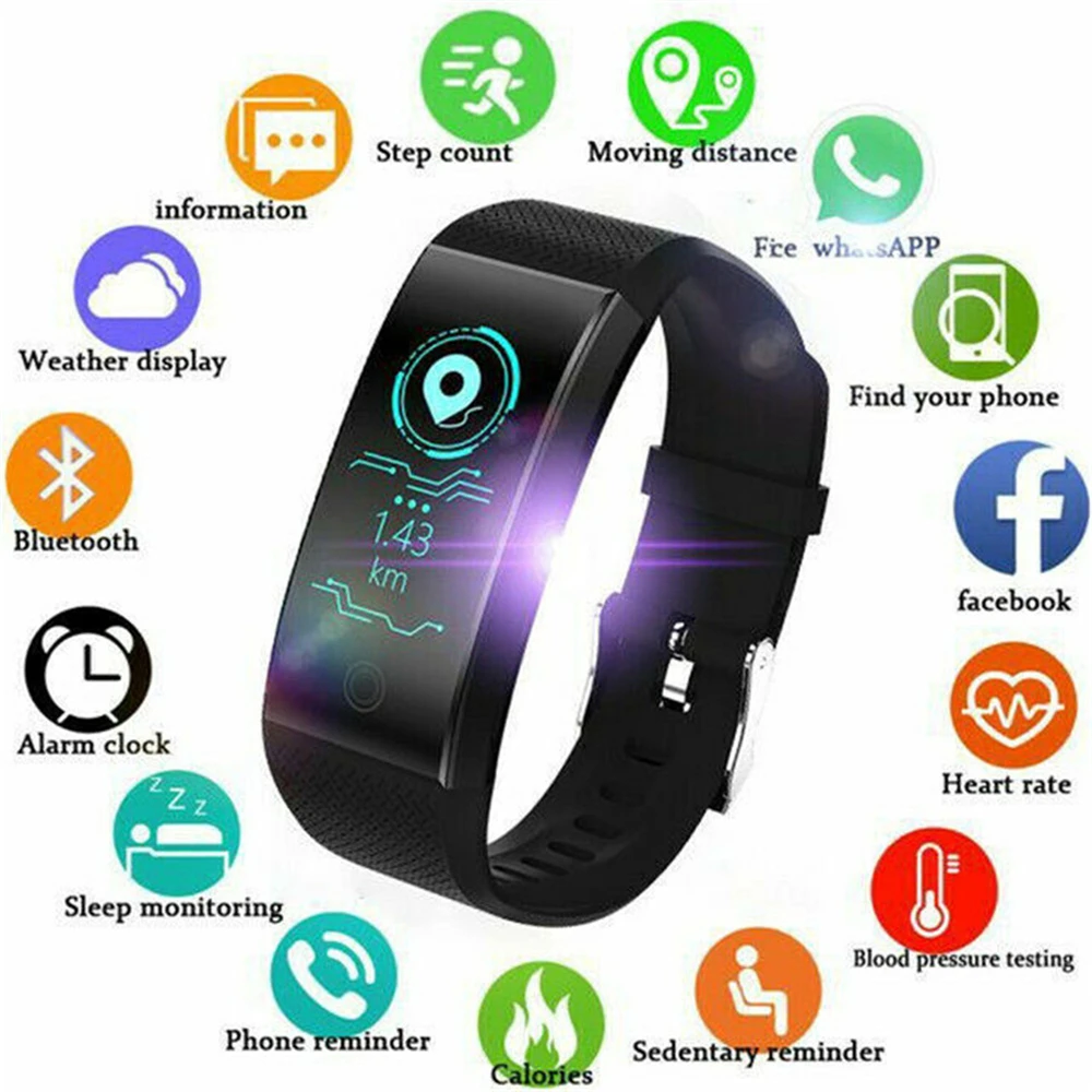 QW18 умные часы Bluetooth спортивный браслет цветной экран Смарт-браслет пульсометр