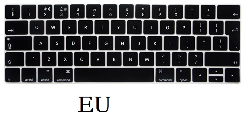 EU Black ЕС США для Macbook Pro 13 15 крышка клавиатуры силиконовый A1706 A1989 A1707 A1990 Английский для Macbook Pro 13 15 клавиатура пленка - Цвет: EU Black