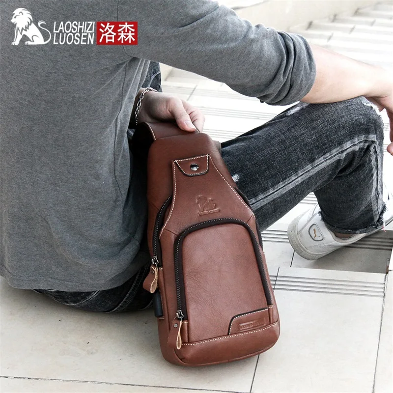 Нагрудная сумка из натуральной кожи модный мессенджер через плечо для