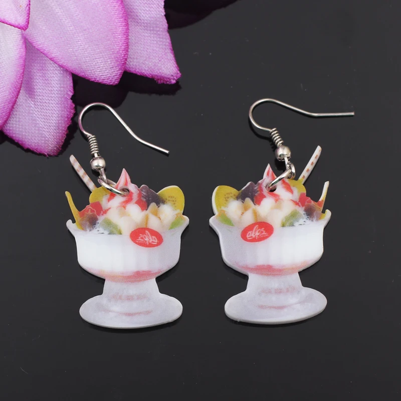 1 пара акриловые разноцветные украшения в виде мороженого фруктов|food earrings|earring