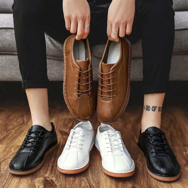 Spring and autumn men's leather shoes trend lazy casual fashion set foot business work light | Обувь