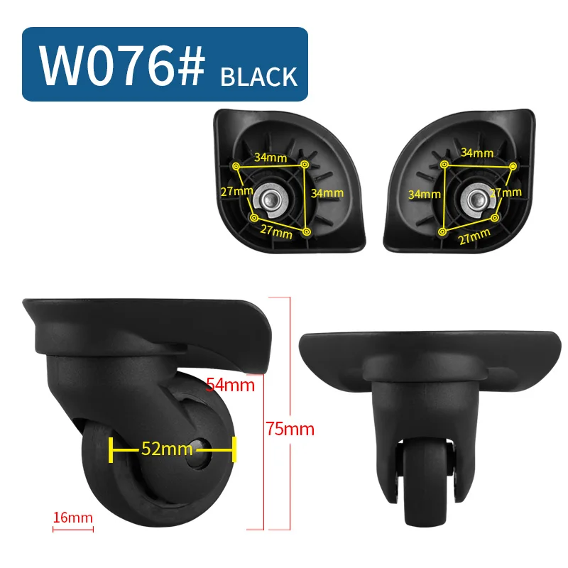 W076(2 Wheels)Black 14-30 дюймов Чехол для костюма на колесиках, универсальные аксессуары для багажа, чехол для костюма на колесиках, запчасти, высокое качество, чехол на колесиках, ролики - Цвет: W076(2 Wheels)Black