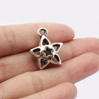 10pcs antique hollow carved heart star charms pendants diy earring jewelry findings making 23x18mm
