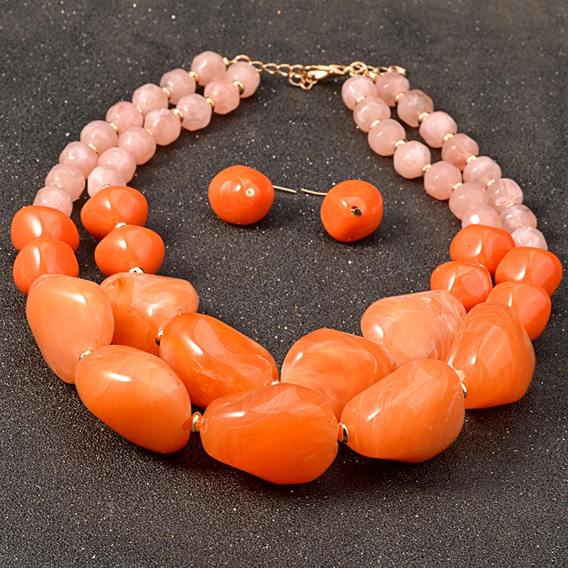 Африканские наборы ожерелий большие каучуковые драгоценные камни эффектные