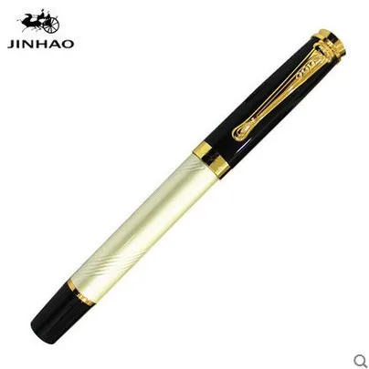

Jinhao 500 white line carving pattern pen with metal roller ball pen refill novelty birthday present Without Pencil Box