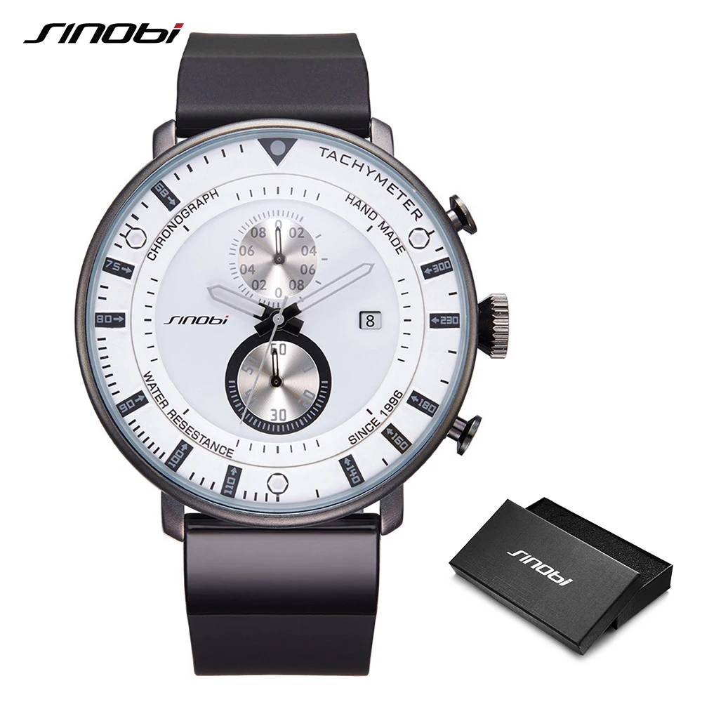Часы наручные SINOBI Мужские с хронографом брендовые Роскошные ультратонкие