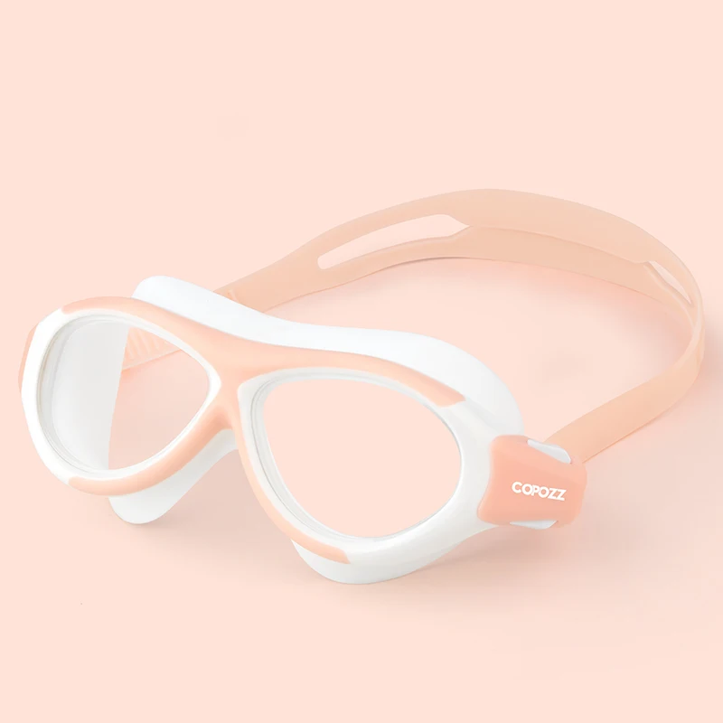 clear pink COPOZZ детские очки для плавания, анти-туман, водонепроницаемые, для детей, подростков, крутые очки для плавания, для мальчиков и девочек, профессиональные очки для плавания ming - Цвет: clear pink