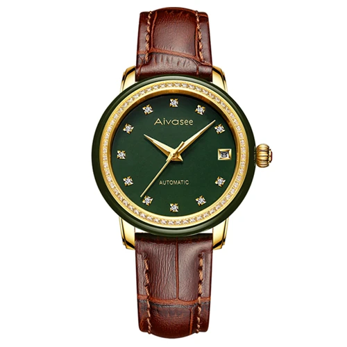 Female Jade Watch X Лучшие Роскошные часы Новые нефритовые механические парные часы, мужские часы популярный из нержавеющей стали Кожа, женские часы водонепроницаемые - Цвет: Female Jade Watch X