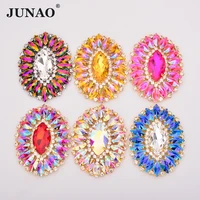 junao 5470mm sew on colorful glass rhinestone applique big flower crystal strass sewing stones for dress shoes jewelry crafts