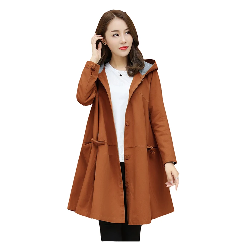 Женская куртка ветровка с капюшоном весна осень 2019 большой размер Свободный