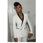 Офисная униформа, дизайнерские элегантные Брючные костюмы, женский брючный костюм, деловые костюмы для свадьбы, комплект из 2 предметов, черный и белый с лацканами