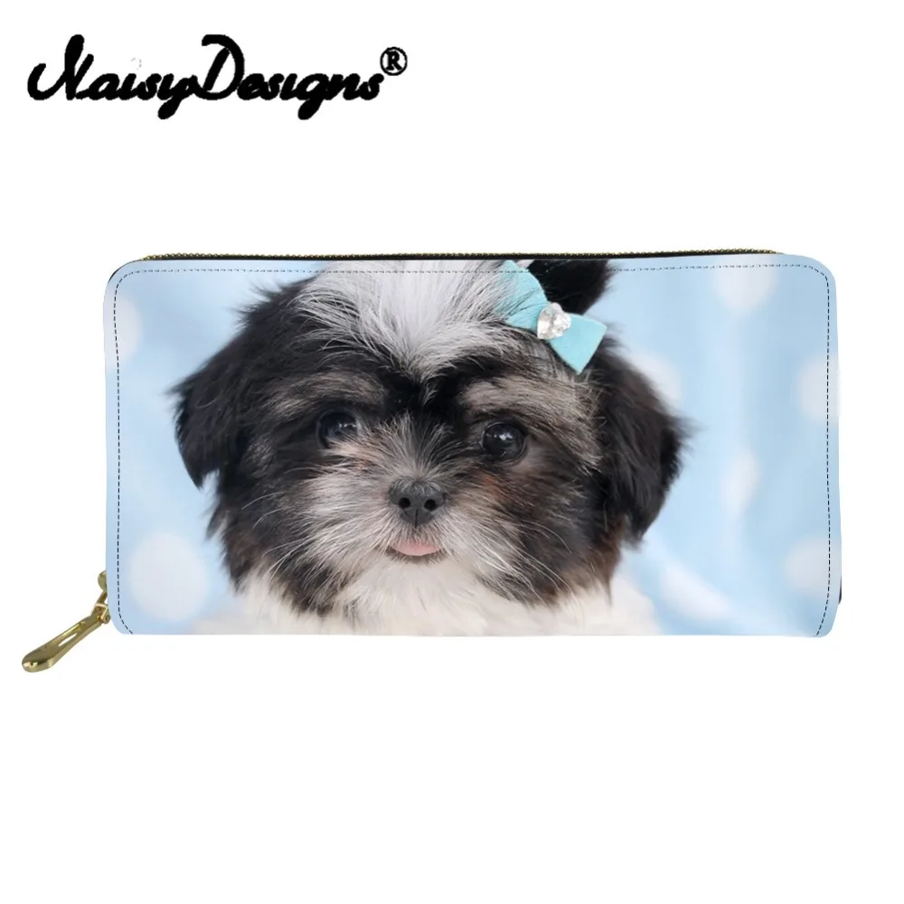 Женский кошелек на молнии с принтом собаки Shih Tzu Длинный клатч для кредитных карт