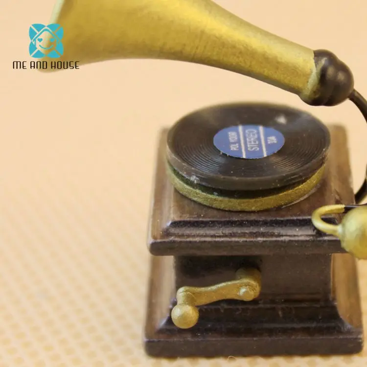 1:12 миниатюрные традиционные фонограф акустической граммофон Jukebox нерабочий
