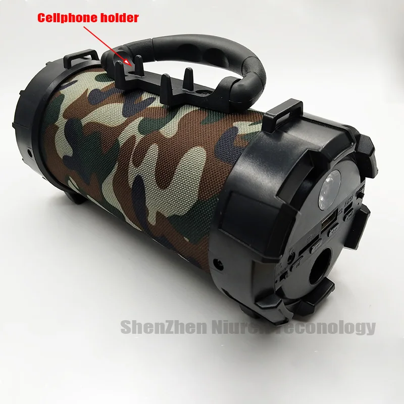 Светодиодный портативный Bluetooth динамик с фонариком, 3 дюйма, перезаряжаемый, FM, TF, USB плеер, держатель для телефона, беспроводная мини колонка
