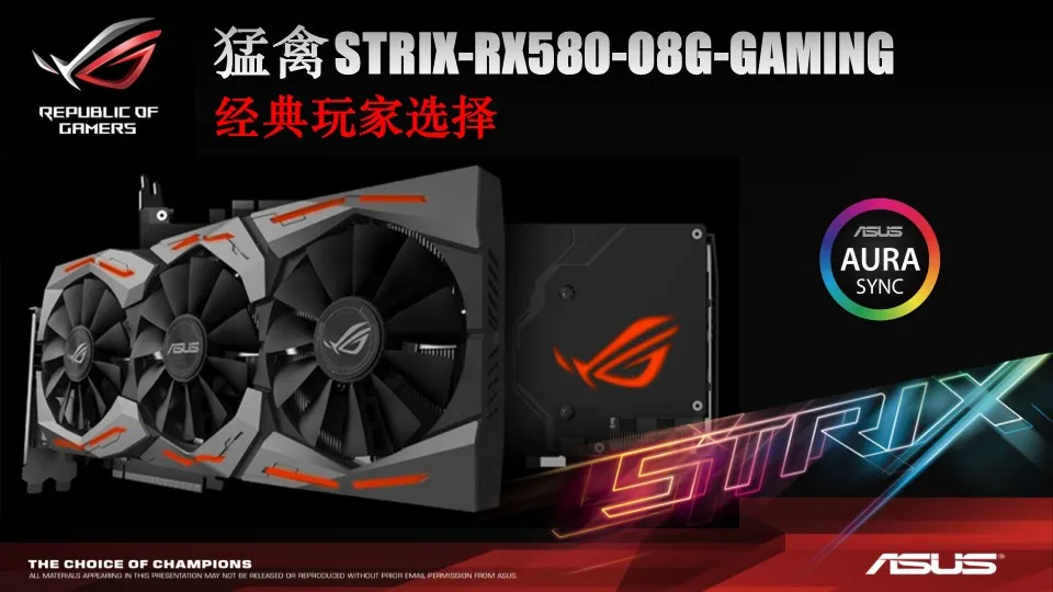 Asus ROG-STRIX-RX580-O8G-GAMING 8G/8000MHz 256bit GDDR5 PCI-E3.0 Raptor графика используется как новая