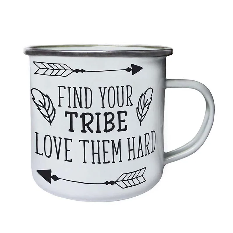 

Stainless Steel Camping Coffee Mug Gift,Find Your Tribe. Love Them Hard Retro Enamel Birthday Christmas Outdoors Metal Enamel Ca