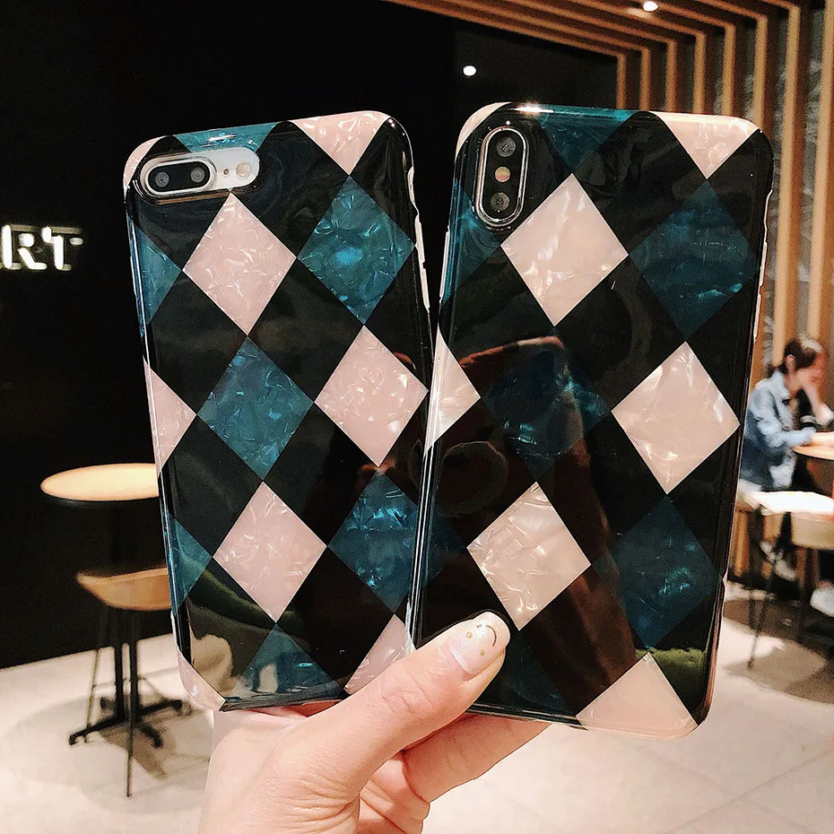 Роскошный чехол для iPhone 8 8Plus 6 6s plus 7 Plus X XR XSMAX мягкий из ТПУ с решеткой силиконовый