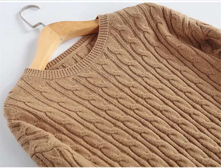 Winter Sweater 2020 Women Round Neck Cashmere Female Thicken New Twist Pattern Bottoming Warm Knit Pullover | Женская одежда