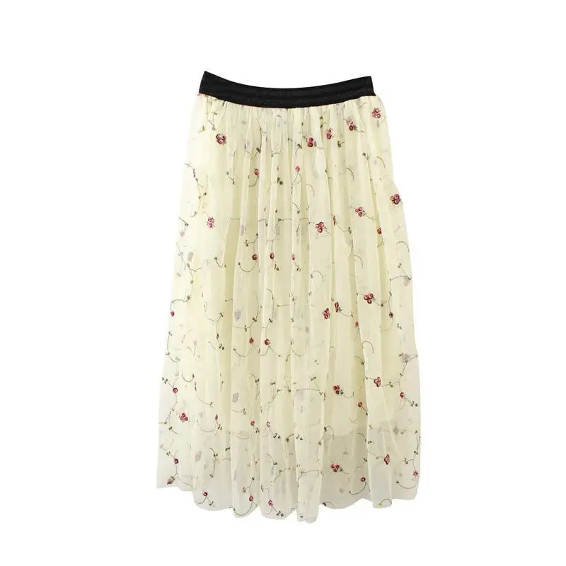 Женская юбка-пачка весна-лето 2020 эластичная юбка с цветочной вышивкой бесплатная